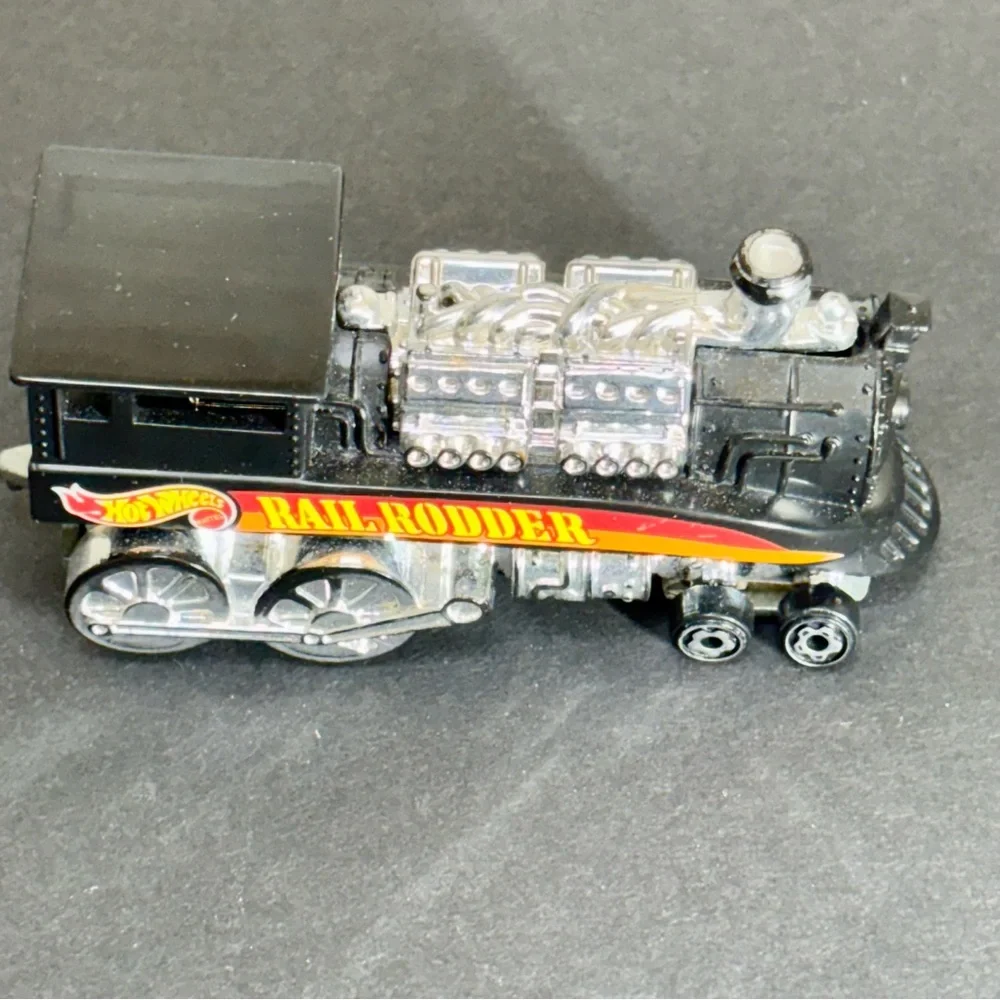 Vintage 1995 Hot Wheels‎ Rail Rodder Train Locomotive Black Orange Mattel